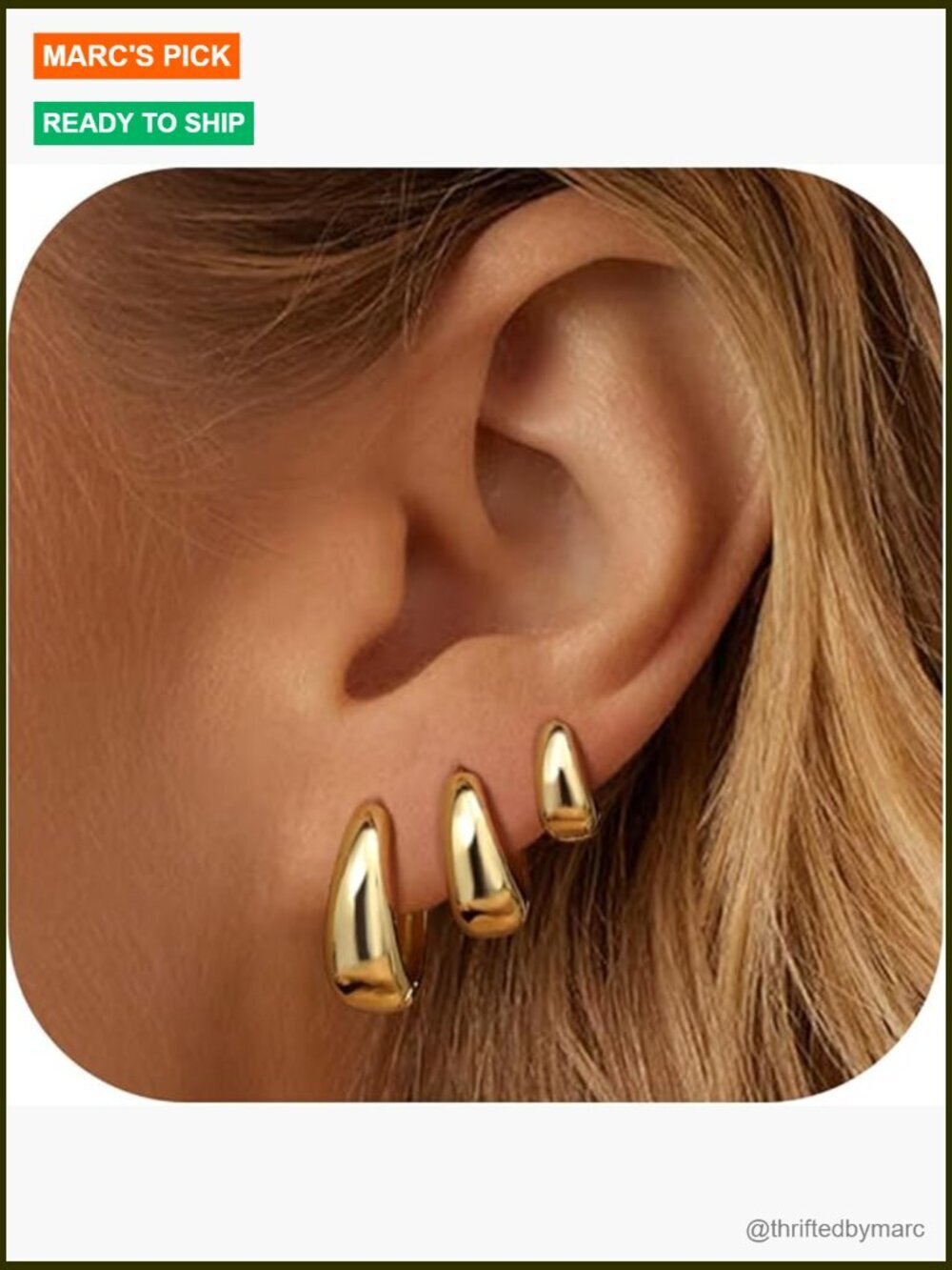 14K Gold Plated Hoop Earrings Set for Women, 3 Sizes Hypoallergenic